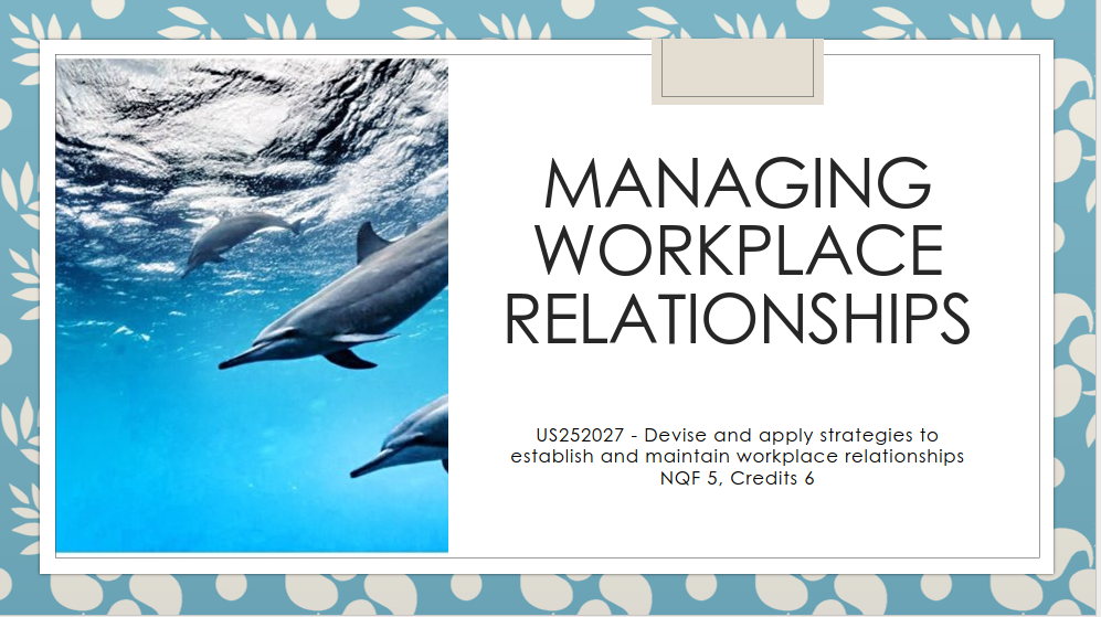 Dolphins swimming in the ocean with the course title to the right